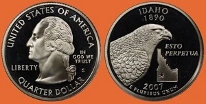 S Idaho State Quarter 2007 ~ prueba de elección 90 % plata ~ moneda de 25 c de Estados Unidos - Imagen 1 de 1