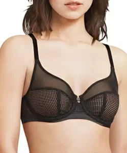 Chantelle EB1053 Women's Black Covering Sheer Mesh Demi Bra Size 36D - Picture 1 of 3