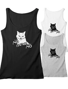Damen Träger Top Shirt Nö einfach NÖ Kitty Cat - Picture 1 of 1