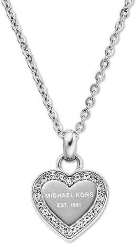 MICHAEL KORS EREDITA COLLANA A Cuore In Argento Con Cristalli MKJ3970