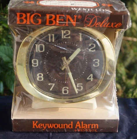Vintage 1980s Westclox Style 9 BIG BEN DELUXE Key Wind Alarm Clock - NOS SEALED Cover