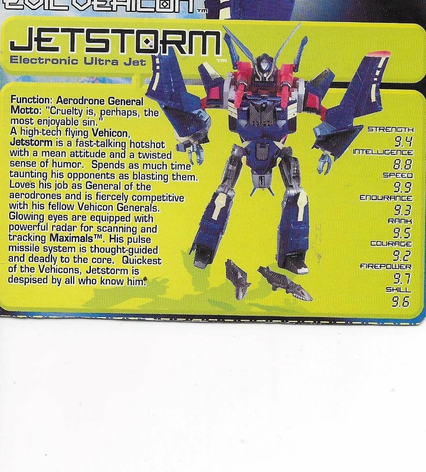 Transformers Original Beast Machines Jetstorm Tech Spec - Image 1 of 1