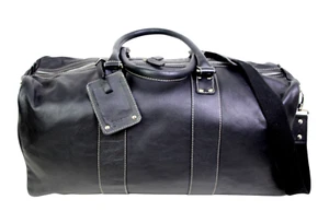 BACCINI ITALY SCHWARZ ECHTLEDER REISSVERSCHLUSS LOGO 20" X-BODY SCHULTERTASCHE REISETASCHE - Bild 1 von 15