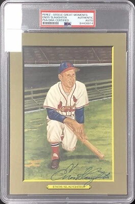 Enos Slaughter Signed Perez Steele Great Moments Postcard Cardinals Auto PSA/DNA - Image 1 of 3