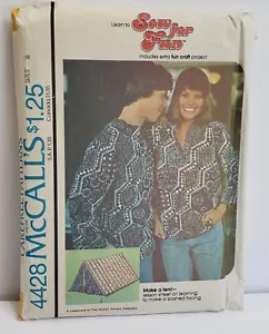 Camisa y tienda de campaña vintage McCalls patrón de costura #4428 Misses' o para hombre talla 8 SIN CORTAR - Imagen 1 de 3