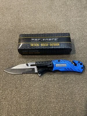 7.75" TAC FORCE POLICE RESCUE FLASHLIGHT SPRING ASSISTED FOLDING (KC) - Image 1 of 4