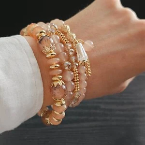Stacking Bead Bracelet for Women Stretch Multilayered Colorful Beads Bracelet - Picture 1 of 4