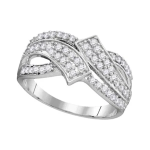 0.5cttw Round Diamond Bypass Crossover Band Womens Ring 10k White Gold - Picture 1 of 1