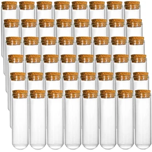 Frcctre 48 Pack 50Ml Glass Test Tubes with Cork Stoppers, 30X100Mm Clear round B - Picture 1 of 12
