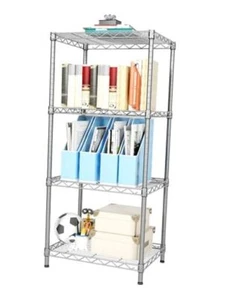 4 Tier Shelf Adjustable Storage Shelf Wire Shelving 400LBS Load Silver - Picture 1 of 7