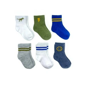 Wonder Nation Toddler Boys Size 3T-5T Assorted Mid-Crew Socks, 6-Pack, --W9-- - Picture 1 of 4