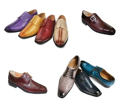 LIBERTYZENO Mens Leather Croco Print Oxford style Office Formal Dress Shoes