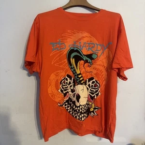 MENS ED HARDY COBRA SKULL ORANGE T-SHIRT SIZE M - Picture 1 of 5