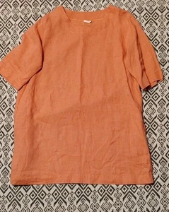 LO Len Ok 100% Linen Lagenlook Short Shift Dress Half Sleeve Pockets, Clay - Picture 1 of 4