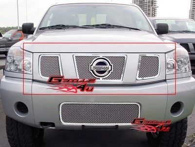 Inserto de rejilla de malla superior de acero inoxidable para Nissan Titan/Armada 2004-2007 Foto 1 de 3