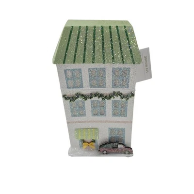 Wondershop Glittered Paper House Christmas Village White Lighted Holiday Decor - Image 1 of 4