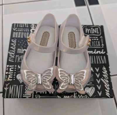 Mini Melissa Silver Butterfly Mary Jane Ultragirl Shoes US 5 Toddler Baby Girls  - Image 1 of 4