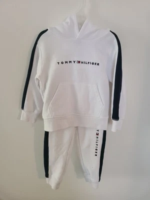 Tommy Hilfiger Sweat Suit Boys 3t White With Black Stripe - Image 1 of 3