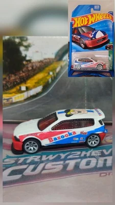 Hot Wheels Honda Civic ***Custom Bazooka Joe W Spectraflame And Real Riders*** - Image 1 of 3