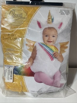 Baby Unicorn Rainbow Costume Infant 6-12 Months Romper Wings Tail Hood New - Image 1 of 4