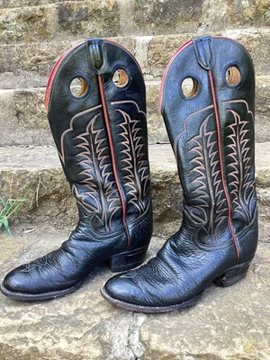 Botas de Vaquero TONY LAMA De Colección Negras Con Rayas Rojas Para Hombre Talla 10A Estilo #M6361 Foto 1 de 4