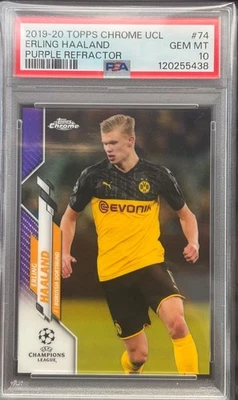 2019 Topps Chrome Erling Haaland RC Purple Refractor #74 PSA 10 - Image 1 of 2