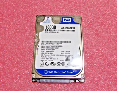 Western Digital Scorpio Blue WD1600BEVT-00ZCT0 160GB Internal 5400RPM 2.5" HDD - Image 1 of 2