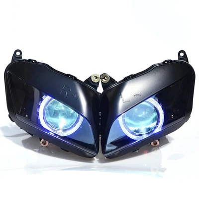 Headlight LED Projector for Honda F5 CBR600RR 600 RR 07-12 Big Blue Angel Eye Foto 1 de 4