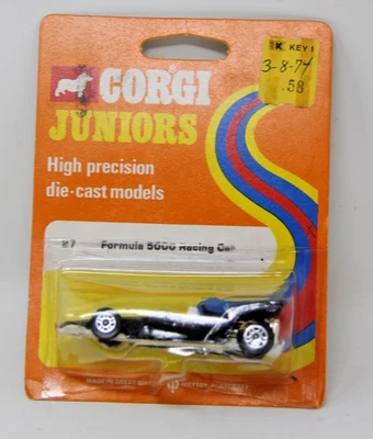 1973 Corgi Juniors Black #4 Formula 5000 Racing Car #27 Great Britain On Card - Image 1 of 4