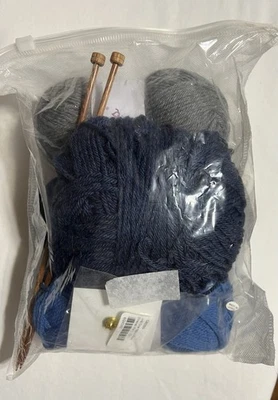 Kit de tejido para bufanda de club para aprender a tejer selecciones de punto en azul y gris con agujas Foto 1 de 4