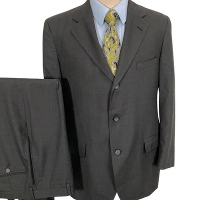 JOS A Bank Suit Men 41R 34W 30L Charcoal Gray 3 Button Classic Wool USA VTG - Image 1 of 4
