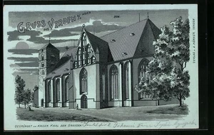 Mondschein-Lithographie Verden a. d. Aller, Dom 1901 - Picture 1 of 2
