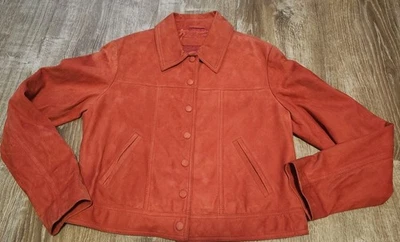  Chaqueta corta para mujer Stella Luna nueva sin etiquetas de gamuza de cuero de cordero NARANJA talla 8/10 Foto 1 de 4