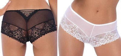 Slip Panty schwarz weiß ROZA Damen Dessous Unterwäsche Wäsche Spitze transparent - Bild 1 von 4
