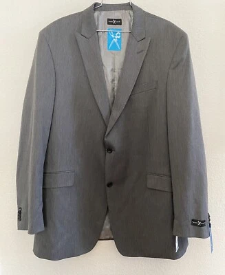 NEW Mens Marc Ecko Cut & Sew Blazer Suit Jacket Gray Grey 46L Long Trim - Image 1 of 4