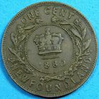 Newfoundland Large Cent Copper Coin, 1880 WLO Wide O Low O