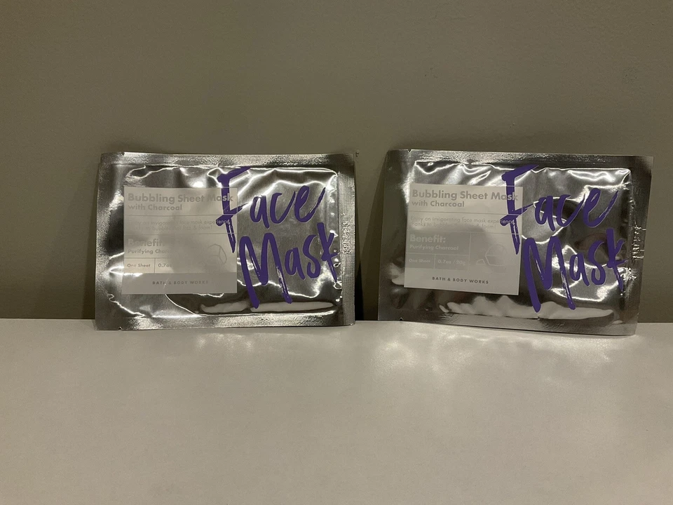 *2 PACK* Bath & Body Works HOJA BURBUJEANTE MASCARILLAS FACIALES Carbón Purificante 20g Foto 1 de 1
