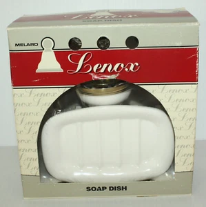 Lenox Vtg Antique Style Soap Dish Holder White Porcelain Solid Brass 67223 - Picture 1 of 18