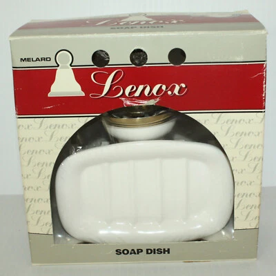 Lenox Vtg Antique Style Soap Dish Holder White Porcelain Solid Brass 67223 - Image 1 of 4