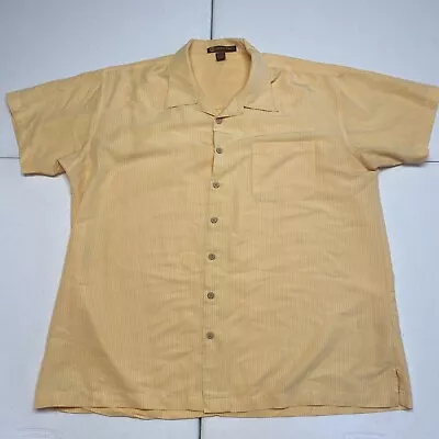 Harriton Men's Size 2XL Yellow Striped Rayon Button Shirt - Image 1 of 4