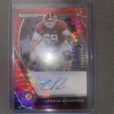 2021 Prizm Draft Picks Football LANDON DICKERSON AUTO RED PULSAR #/15