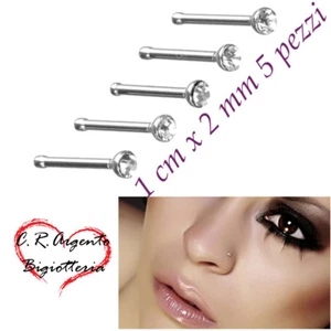 piercing naso acciaio per inox in orecchino da brillantino donna set 5 P uomo - Foto 1 di 2