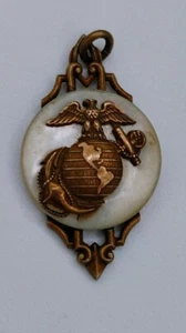 Vintage ESTATE Marines Pendant Retro Sterling Gold Tone - Picture 1 of 6