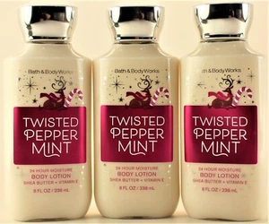QTY 3 - Bath & Body Works TWISTED PEPPERMINT Body Lotion Moisturizer Cream 8oz - Picture 1 of 2