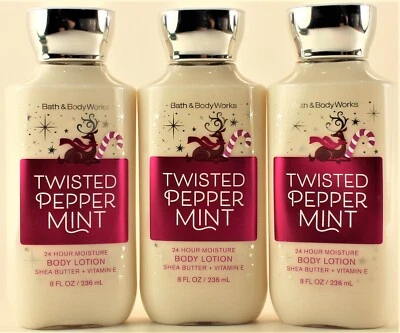 QTY 3 - Bath & Body Works TWISTED PEPPERMINT Body Lotion Moisturizer Cream 8oz - Image 1 of 2