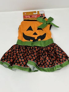 Spooky Village Pet Dog Orange Pumpkin Dress Costume Size Medium 13 in NWT - Picture 1 of 12