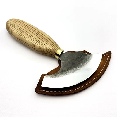 Cuchillo redondo de cuero forjado a mano - Acero al carbono 52100. Cuchillo de cuero. - Imagen 1 de 4