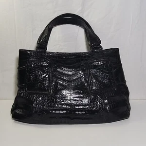 Nancy Gonzalez Black Genuine Crocodile Double Handle Hand Bag Great Condition - Picture 1 of 11