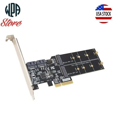 CREST 2 M.2 B Key and 2 Port SATA III PCIe 3.0 x4 Non-RAID Expansion Card Asme-M - Image 1 of 4