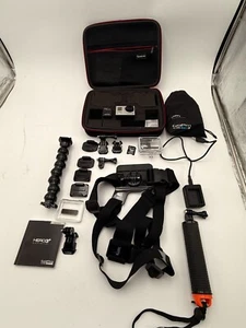 GoPro HERO3+ Black w/ Chest Mount, 64GB SD Card, Accessories & Case Bundle - Picture 1 of 10